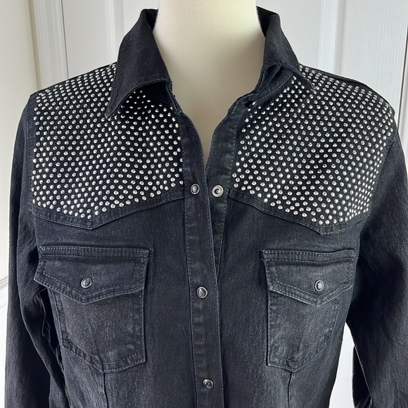 DG2 by Diane Gilman Black Denim Snap-closure Jacket - Picture 2 of 9